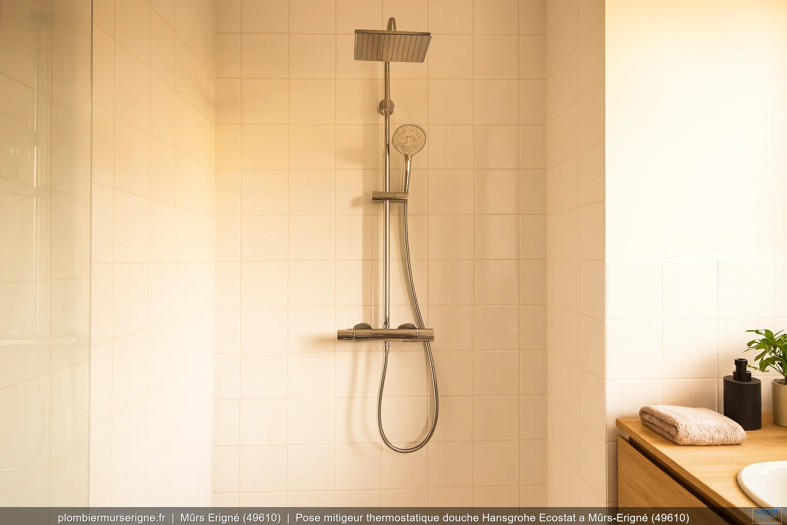 Pose mitigeur thermostatique douche Hansgrohe Ecostat a Mûrs-Erigné (49610)